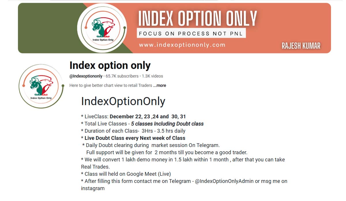 Options Buying + Selling Advanced Strategies by IndexOptionOnly